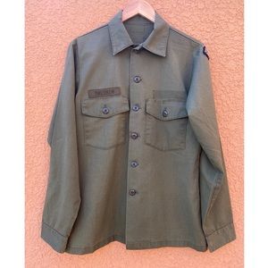 Vintage 70's US Army Green OG 507 Military Fatigue Shirt